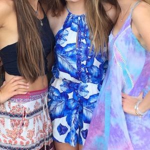 LF blue and white floral romper size S
